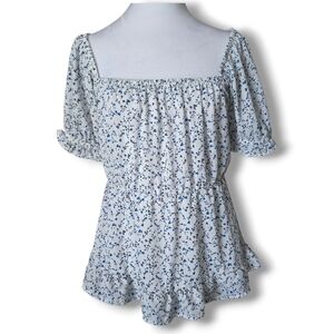 Sienna Sky White and Blue Floral Blouse - Size Small